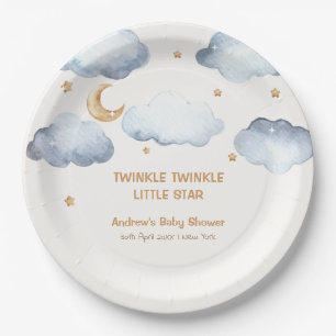 Prato De Papel Ivory Moon Stars Twinkle Chá de fraldas