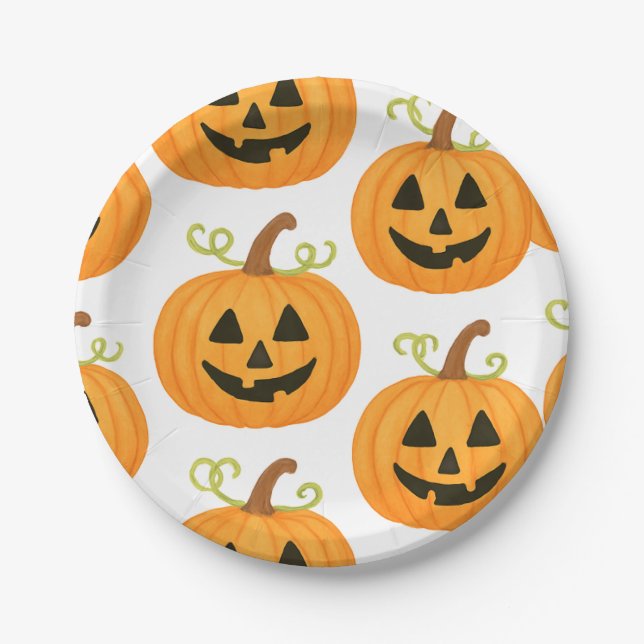 Prato De Papel Jack-o'-Lantern Pattern (Frente)