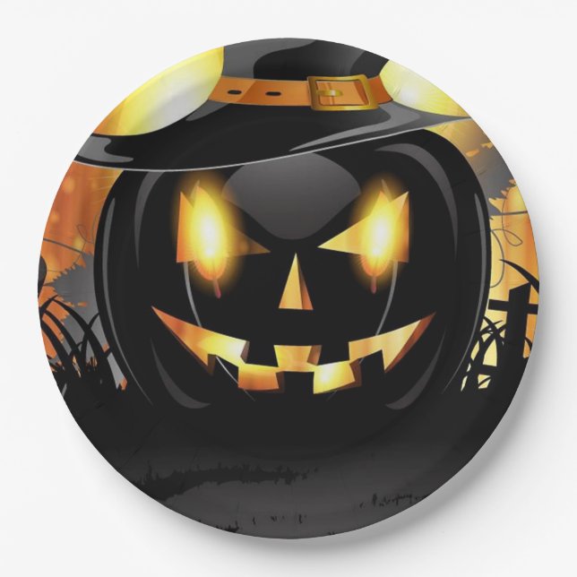 Prato De Papel Jack-o-Lanterna (Frente)