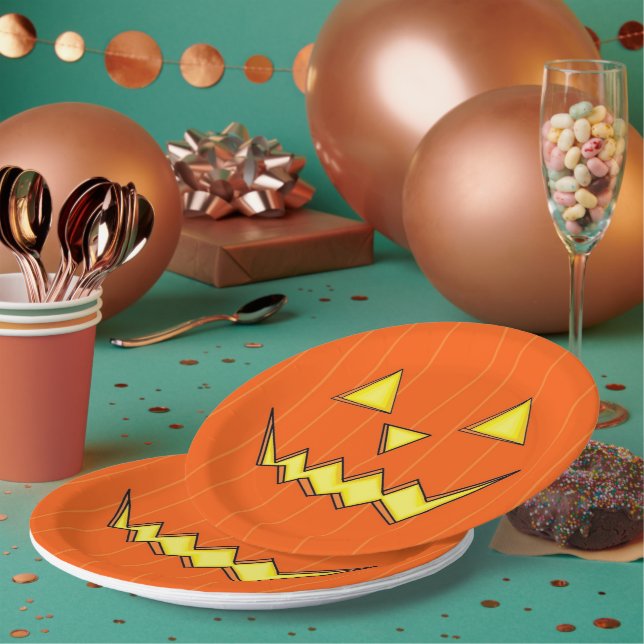Prato De Papel Jack-O-Lanterna Placas para o Festa de Halloween (Múltiplo)