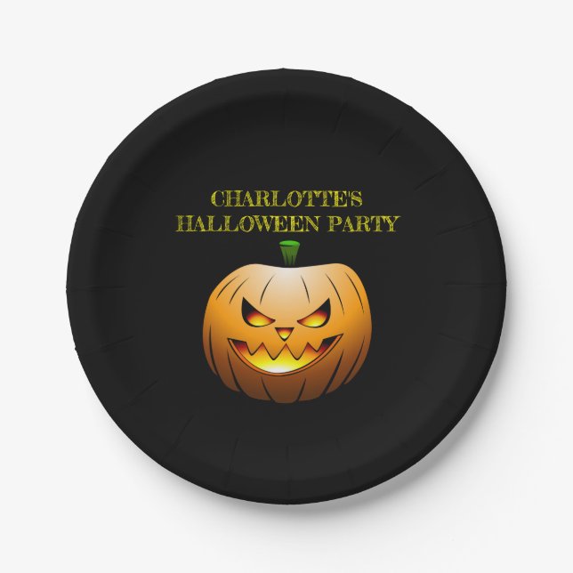 Prato De Papel Jack O'lanterns Halloween Night (Frente)