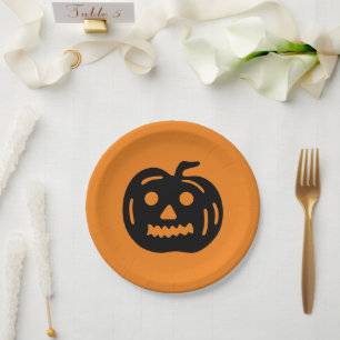 Prato De Papel Jack preto de laranja do Halloween ou borra assust