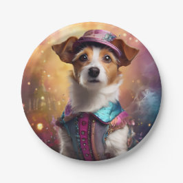 Prato De Papel Jack Russell em Figurino Vibrante