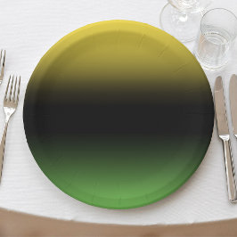 Prato De Papel Jamaica Colors Ombre Gradient Green and Yellow
