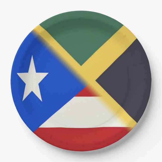 Prato De Papel Jamaica Puerto Rico Flag | Bandeira PR jamaicana (Frente)