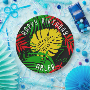 Prato De Papel Jamaicano Rasta Reggae Tropical Sai Aniversário