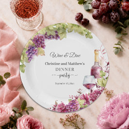 Prato De Papel Jantar Chic Wine and Dine