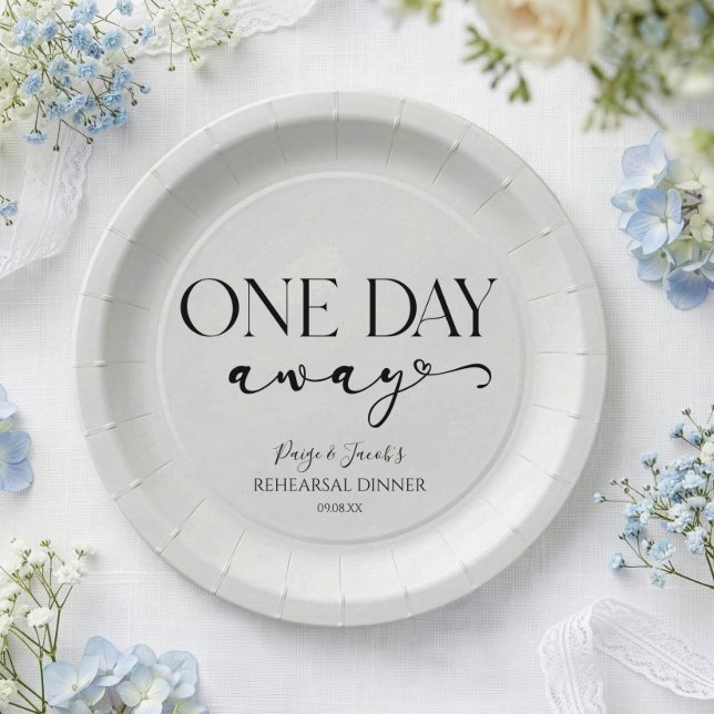 Prato De Papel Jantar de Ensaios de Casamento Minimalista Um Dia  (Criador carregado)