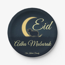 Prato De Papel Jantar de ovelha azul escura do Eid Al Adha