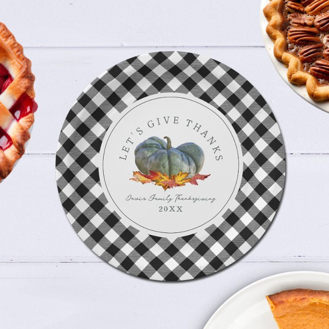 Prato De Papel Janto de Ação de Graças Buffalo Xadrez Gourd Pumpk (Criador carregado)