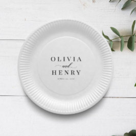 Prato De Papel Janto de Ensaio de Casamento de Script Elegante Cl