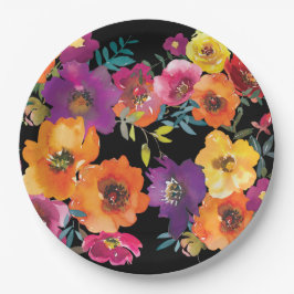 Prato De Papel Janto de ensaio Floral mexicano Fiesta Colorful