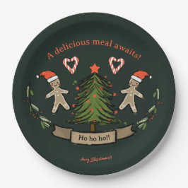 Prato De Papel Janto de Natal Retroativo Cute ilustrado