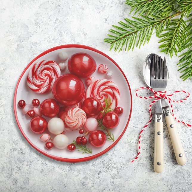 Prato De Papel Janto de Saúde Peppermint Candy Holiday (Criador carregado)