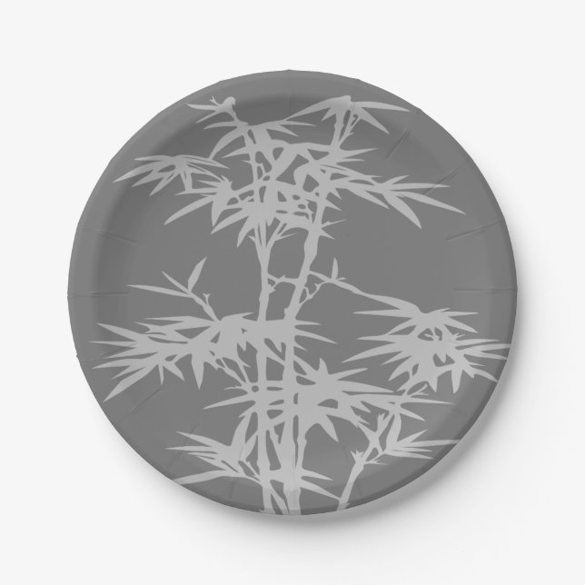 Prato De Papel janto temático japonês com arte em bambu (Frente)