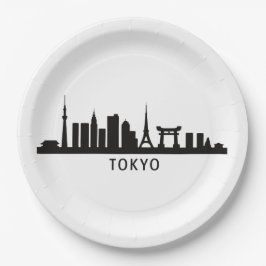 Prato De Papel Japan Cityscape Travel | Tokyo Skyline Silhouette