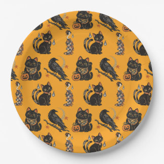 Prato De Papel Japanese Halloween Yokai Pattern Paper Plates