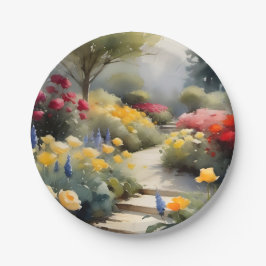 Prato De Papel Jardim bonito com flores azuis de rosas amarelas v