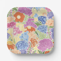 Jardim das Flores Coloridas e Borboletas