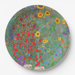 Prato De Papel Jardim de Fazenda de Gustav Klimt com girassóis