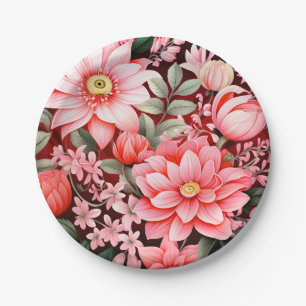 Prato De Papel Jardim de Flores Botânicas Antigas em Flor