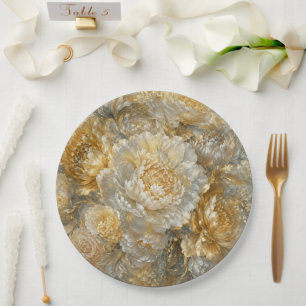 Prato De Papel Jardim de Marfim Dourado