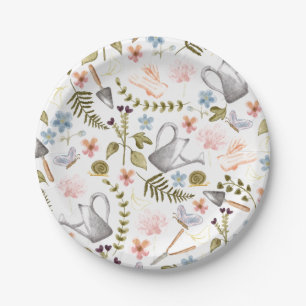 Prato De Papel Jardim de Vintage Watercolor Cottagecore