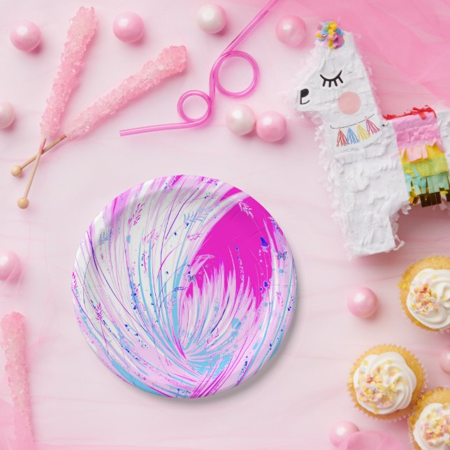 Prato De Papel Jardim Encantado Branco Rosa abstrato (Festa)