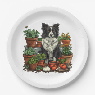 Prato De Papel Jardinagem de Collie de Borda Corta