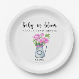Prato De Papel Jarro aquoso de flores - bebê em flor