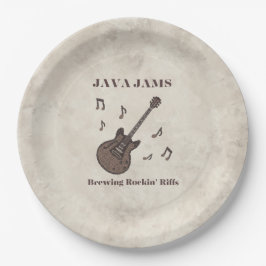 Prato De Papel Java Jams-Brewing Rockin' Riffs-Café-Guitarra-