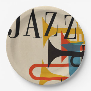 Prato De Papel Jazz Retro 1950s estilo poster beatnik meio-século