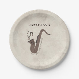 Prato De Papel Jazzy Java-Grãos de Café-Saxofone-