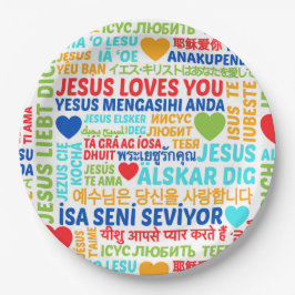 Prato De Papel Jesus Ama Você Idiomas