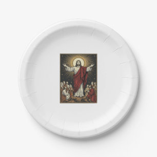 Prato De Papel Jesus Antigo Glória Radiante Gravação Cristã De