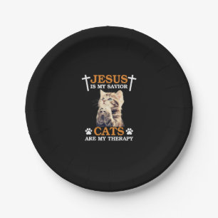 Prato De Papel Jesus é meu gato salvador são meus cristãos de ter