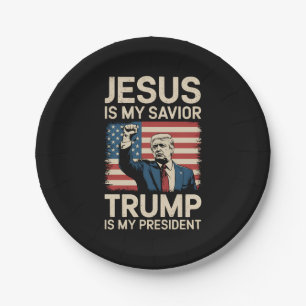 Prato De Papel Jesus É Meu Salvador Trump É Meu Presidente 47 EUA