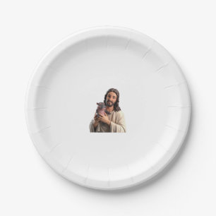 Prato De Papel Jesus e Moo Deng_ A Tomada Única de Arte Clássica
