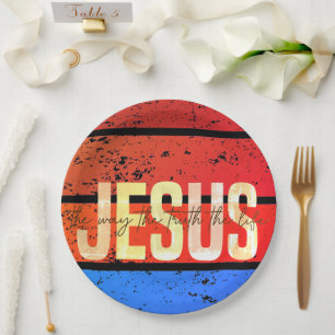 Prato De Papel Jesus, O Caminho, A Verdade, A Vida Retro Pôr do S