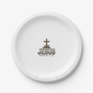 Prato De Papel Jesus Salvou Minha Vida Engraving Vintage Design C