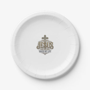 Prato De Papel Jesus Salvou Minha Vida Vintage Engraving Camisa C