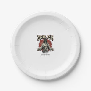 Prato De Papel Jesus Zumbi Gravura Antiga Design de Camiseta Engr