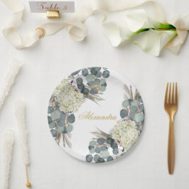 Prato De Papel JewGirl Baby Naming Floral Dourado