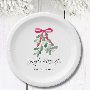 Prato De Papel Jingle Personalizado E MInula Natal