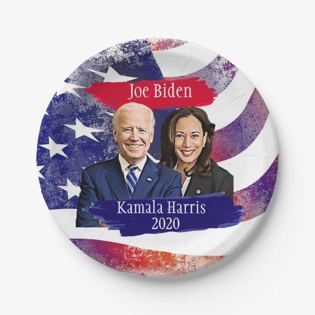 Prato De Papel Joe Biden e Kamala Harris 2020 Party (Frente)