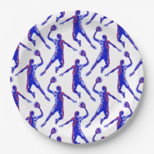 Prato De Papel Jogador de basquetebol Slam Dunk, Vermelho e Azul
