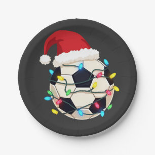 Prato De Papel Jogador de futebol molhado em luzes de Natal