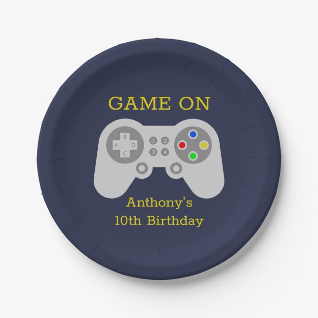 Prato De Papel Jogador moderno qualquer Festa de aniversário etár (Frente)