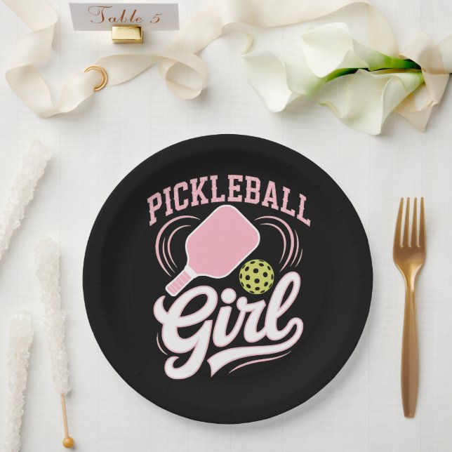 Prato De Papel Jogadora de Pickleball Menina (Casamento)