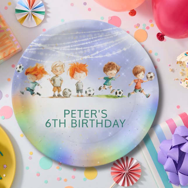 Prato De Papel Jogo de aniversário de futebol de magia (Criador carregado)